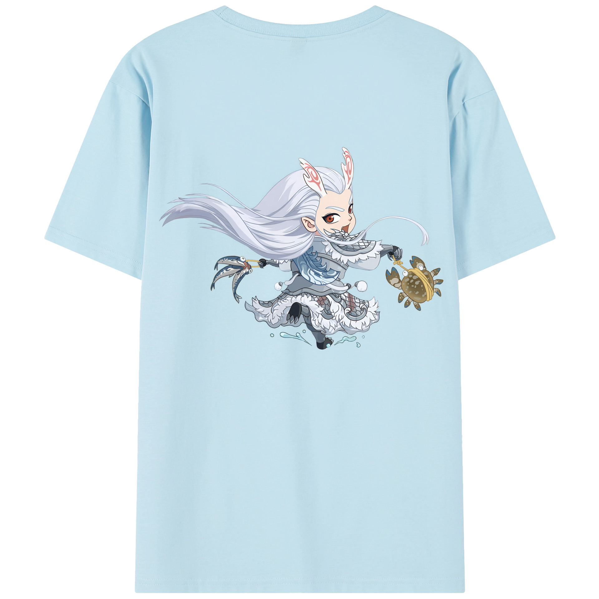 （画像用） Ne Zha 2 ナタ 魔童の大暴れ 綿100％半袖Tシャツ（背面プリント）